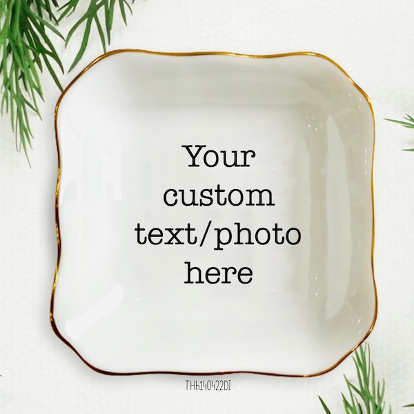 Personalized Your Text Photo Ring Dish, Custom Text Ring Holder, Personalize Photo Gift, Custom Logo Dish, Photo On Dish, Create Your Design