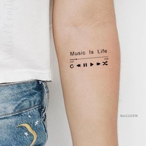 Minimalist Music Temporary Tattoo Sticker Idea, Music Is Life Tattoo, Music Lover Tattoo, Minimalist Tattoo Design, Waterproof Fake Tattoo