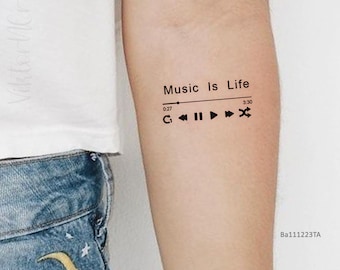 Minimalist Music Temporary Tattoo Sticker Idea, Music Is Life Tattoo, Music Lover Tattoo, Minimalist Tattoo Design, Waterproof Fake Tattoo