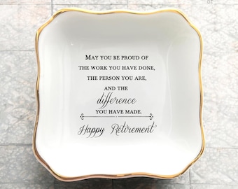 Retirement Gift For Women-Retirement Ring Dish-Never Forget The Difference You Have Made-Gift For Retirement Boss,Grandma,Friend,Coworker