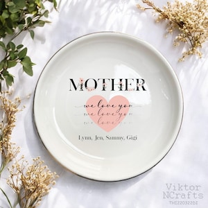 Mama We Love You Trinket Tray, Personalized Mothers Day Ring Dish, Heart Jewelry Holder, I Love You Mommy Trinket Holder, Mom Birthday Gifts