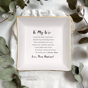 To My Wife Ring Dish-Personalized Jewelry Dish-Wedding Anniversary Gifts For Wife-Custom Ring Holder-Christmas Gift-Valentines Day Gift Idea