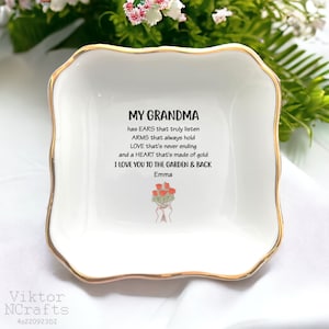 Custom Grandma Jewelry Dish-I Love You To The Garden And Back Ring Dish-Grandma Gift From Granddaughter-Nana Gift From Grandson-Mother&#39;s Day