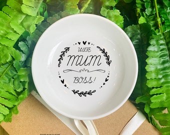 Wife Mum Boss - Personalized Jewelry Dish For Wife - Birthday Gift For Mom, Her - Ring Holder - Jewelry Tray Bowl - Valentines Gift For Wife