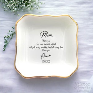 Thank You For Your Love And Support Mom Ring Dish-Mother of The Bride Gift From Bride-Mom Jewelry Holder Dish-Unique Wedding Gifts For Mom