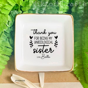 Porte-bijoux personnalisé pour soeur - Merci d&#39;être ma soeur non biologique - Cadeaux pour bagues, cadeaux pour amis - Cadeaux pour meilleure amie - Cadeaux âme soeur