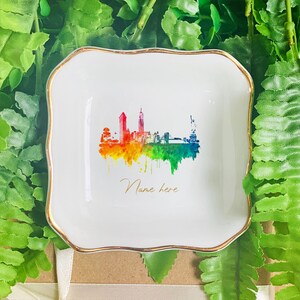 Skyline Ring Dish, Personalized Skyline Jewelry Dish, Personalized Gift, Anniversary Gift, Engagement Gift, Wedding Gift, Custom Name Gift