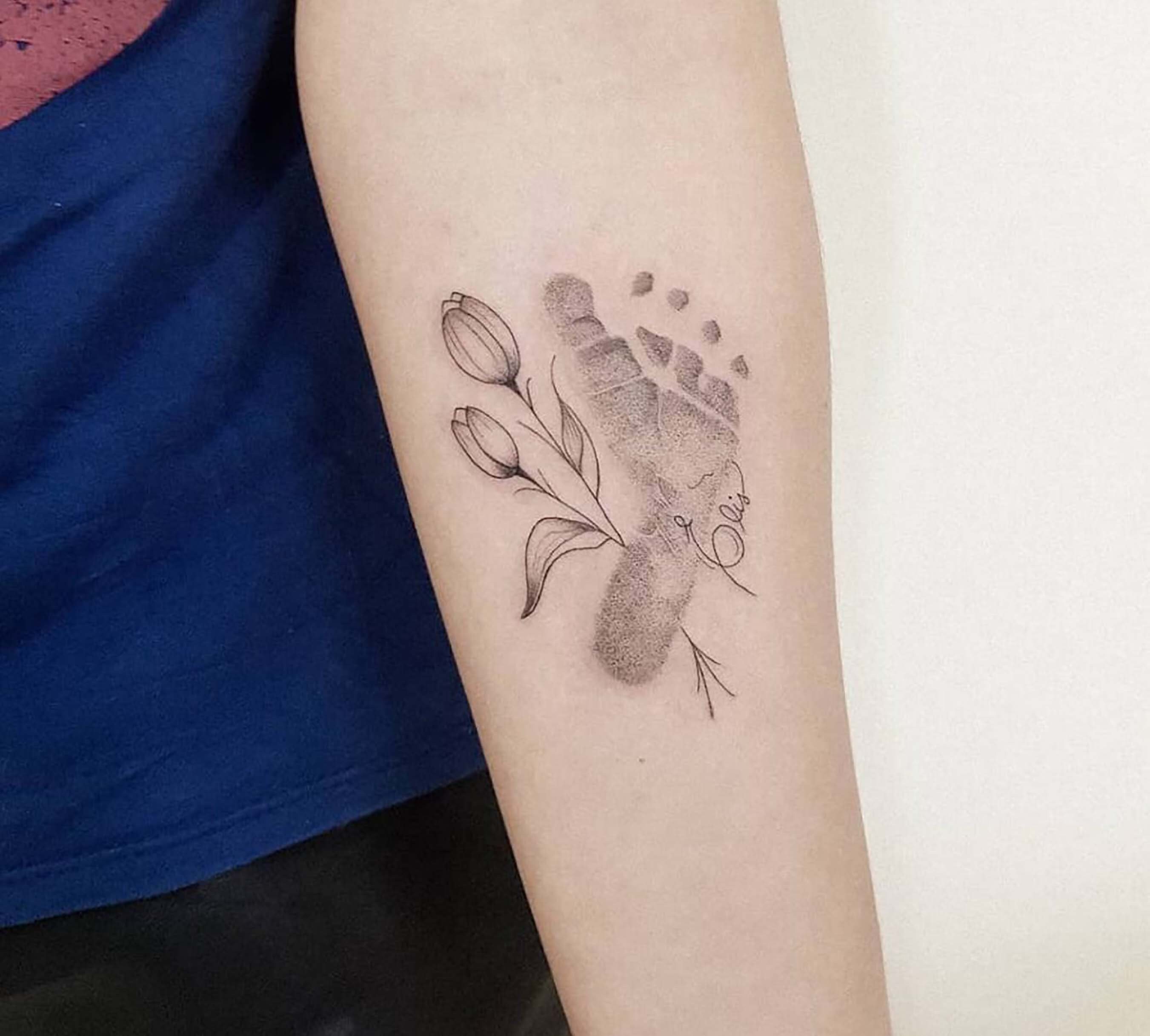 Inkloretatttoos2021  Baby foot print design  Custom band tattoo design   Tattoo By  rohitarts2001 For booking  6396174347 Address   KbComplexlower ground floor Greater noida sec alpha 2 Main market  footprints babylove 