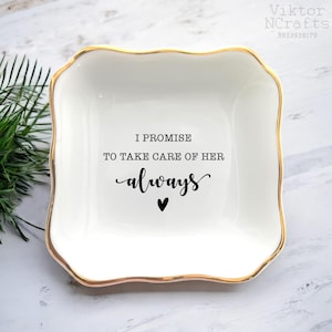 Plato de joyería personalizado para mamá - Regalo para la madre de la novia del novio - Plato "La cuidaré siempre" - Regalos de boda para suegra para mamá