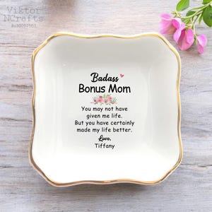 Badass Bonus Mom You May Not Have Given Me Life-Customized Mom Jewelry Dish-Personalized Gifts For Mom-Mother&#39;s Day Gift-Bonus Mom Gifts