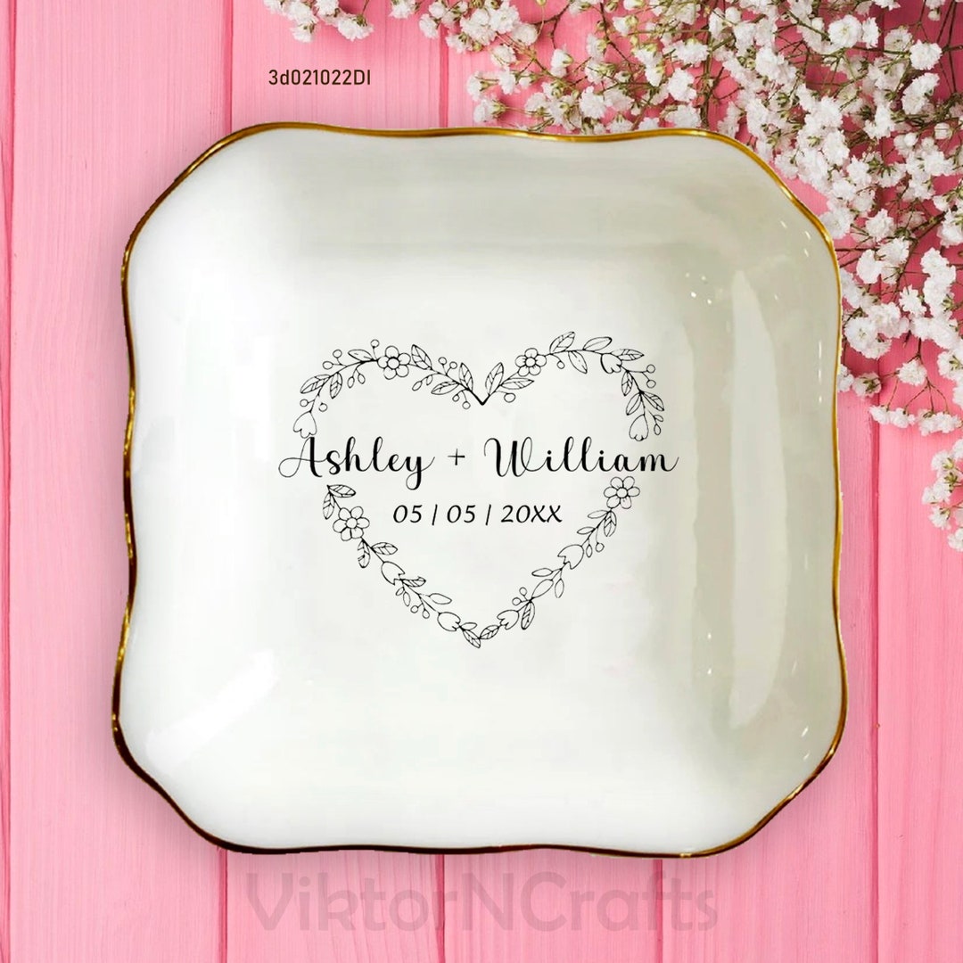 Personalized Engagement Gift for Fianceering Dish Gift for Bride