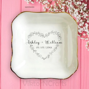 Personalized Engagement Gift For Fiancee-Ring Dish Gift For Bride Jewelry Dish-Custom Wedding Date Gift-Unique Wedding Gift-Anniversary Gift