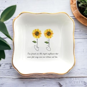 Personalized Friendship Ring Dish-True Friends Are Like Bright Sunflower Ring Dish-Friendship Gifts For Friends-Besties Gift For Best Friend