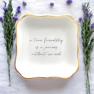 A True Friendship Is A Journey Ring Dish-Personalized Friend Jewelry Dish-Friendship Gifts For Friends-Best Friend Birthday Gift-Bestie Gift