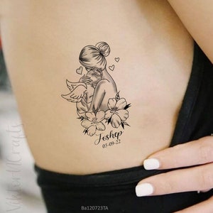 Mom And Baby Angel Temporary Tattoo, Miscarriage Tattoo Gift, Baby Lost Tattoo, Baby Child Loss Fake Tattoo, Angel Tattoo, Sympathy Gifts