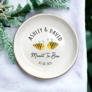 Wedding Ring Dish-Meant To Bee Engagement Gifts For Fiancee-Custom Wedding Gifts For Bride-Bridal Shower-Bride To Be Gifts-Anniversary Gifts