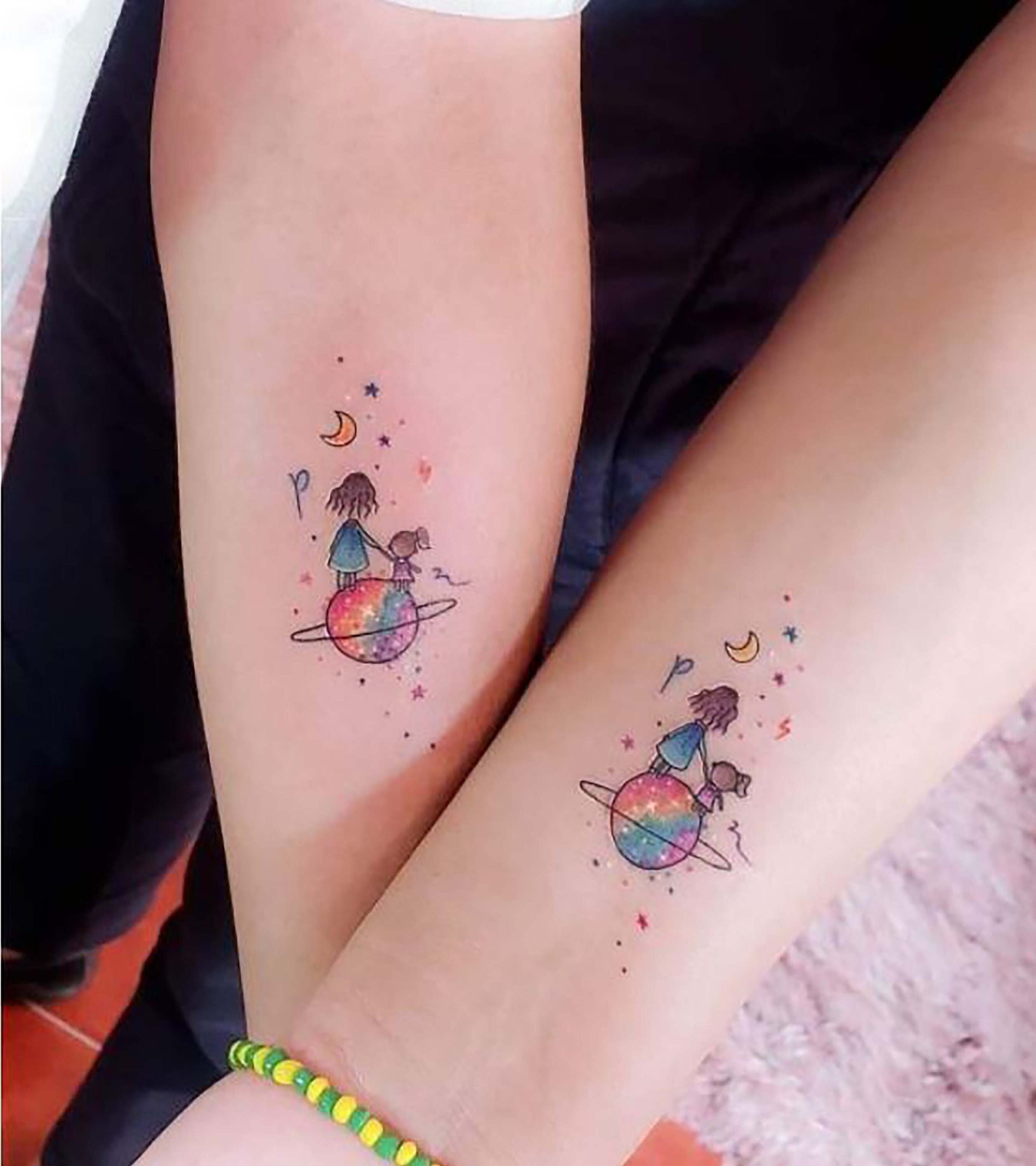 Colorful Mom and Daughter Custom Letter Tattoo Watercolor - Etsy Colorful Mom and Daughter Custom Letter Tattoo Watercolor - Etsy