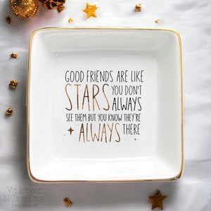 Rangement personnalisé pour bijoux d&#39;amitié - Les bons amis sont comme des étoiles Bagues vaisselle - Cadeaux pour meilleurs amis - Cadeaux pour sœurs - Cadeaux pour amis