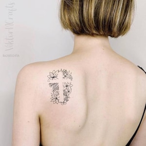 Flower Cross Temporary Tattoo, Floral Cross Tattoo For Women, Christian Tattoo, Religious Tattoo, Christian Gifts, Cross Flower Tattoo Ideas