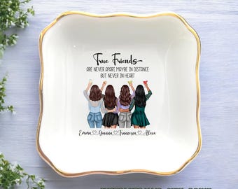 True Friendship Are Never Apart Ring Dish-Personalized Friendship Jewelry Dish-Friend Gifts For Friends-Long Distance Friendship Keepsake