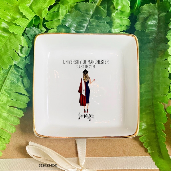 Personalized Graduation Ring Dish-Customize Name Degree Bachelors Masters MBA PHD-Graduated Gift Ideas-Class Of 2024-Gift For Her,Girlfriend