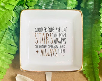 Rangement personnalisé pour bijoux d'amitié - Les bons amis sont comme des étoiles Bagues vaisselle - Cadeaux pour meilleurs amis - Cadeaux pour sœurs - Cadeaux pour amis