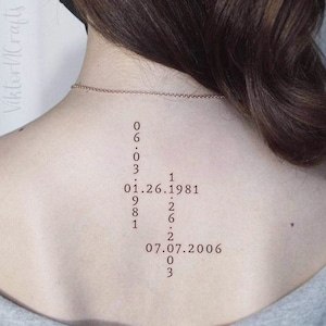 Personalized Birth Date Family Tattoo, Birth Year Temporary Tattoo ...