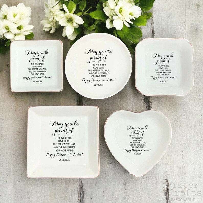 Retirement Counter Rings Personalized Retirement Ring Dish, Proud Gift for Women, Teacher ...