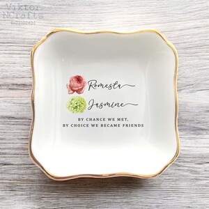 If Friends Were Flowers I'd Pick You Custom Ring Dish, Personalized Jewelry Dish, Floral and Name Trinket Tray, Funny Friendship Floral Gift