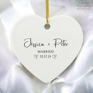 Personalized Married Ornament-Wedding Keepsake-Wedding Ornament-Couples Ornament-Engagement Gift-Engagement Ornament-Engagement Announcement