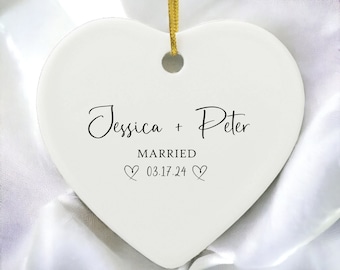 Personalized Married Ornament-Wedding Keepsake-Wedding Ornament-Couples Ornament-Engagement Gift-Engagement Ornament-Engagement Announcement
