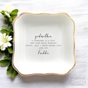 Regalo personalizado para madrina: la madrina es un regalo enviado desde arriba. Plato para anillos: propuesta de madrina personalizada, regalo para el Día de la Madre, regalo para los padrinos.