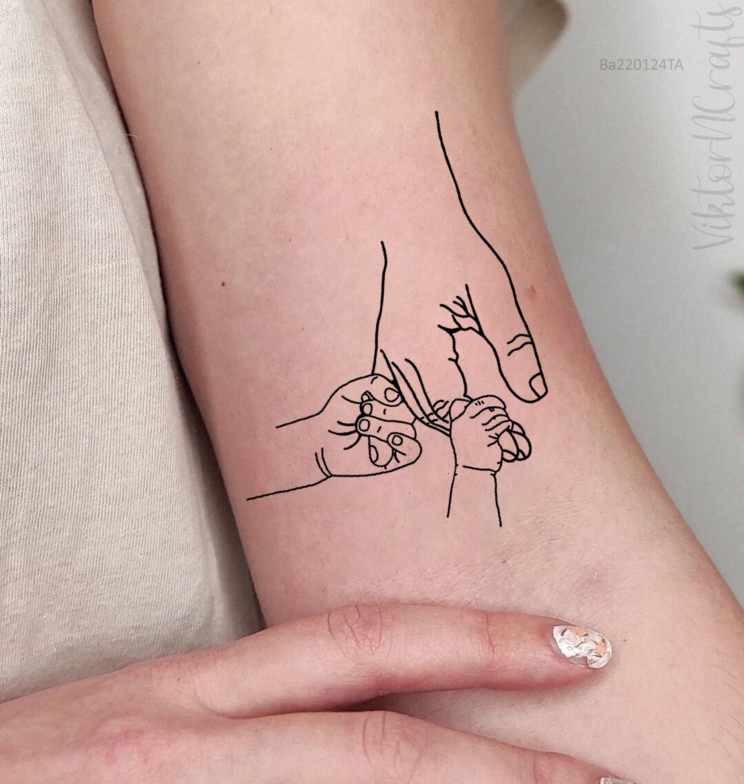 Mom And Baby Hands Temporary Tattoo Mother Child Outline Etsy