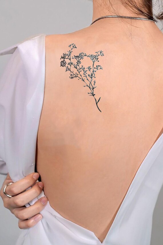 Minimalist Small Babys Breath Flower Temporary Tattoo Etsy