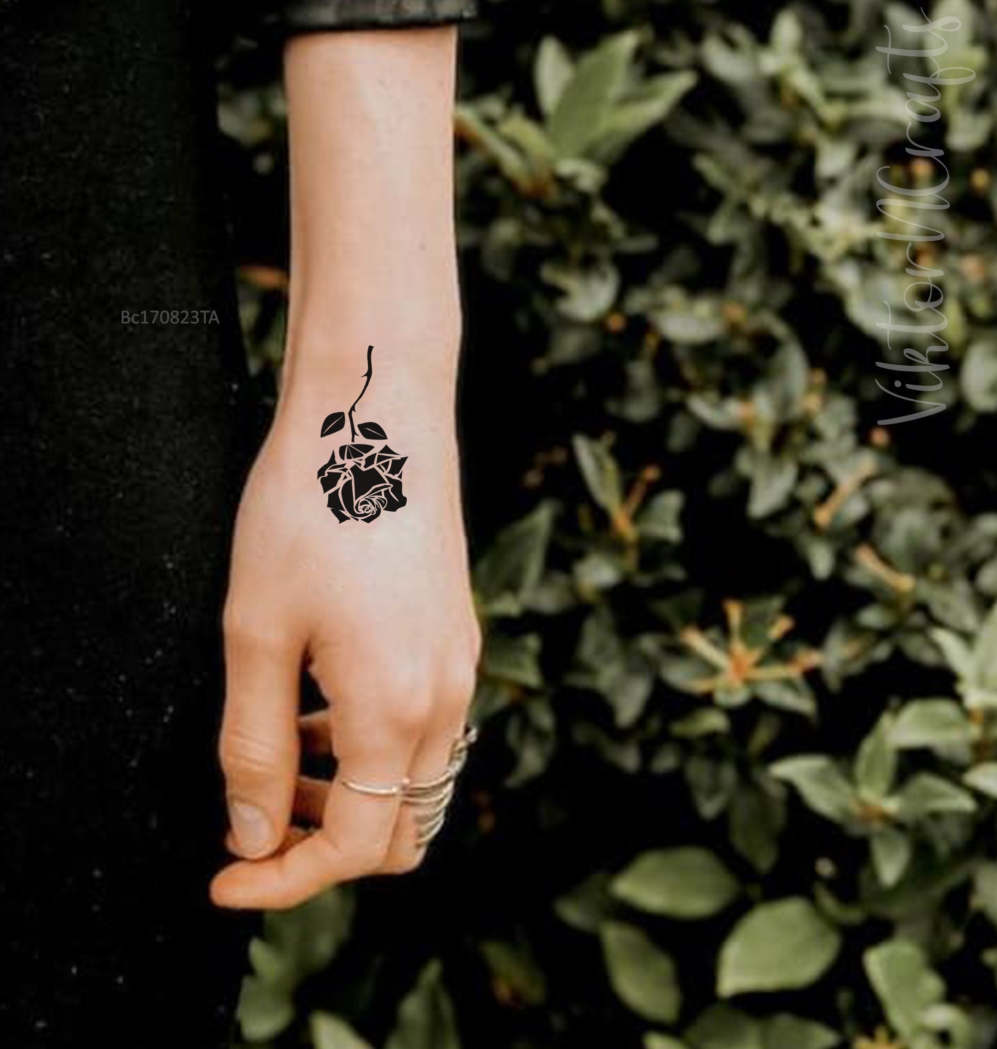 Stunning Black and White Rose on Wrist