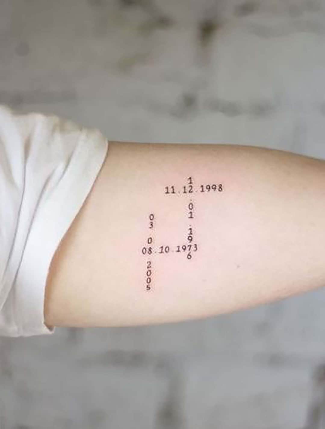 birth date tattoo, Tattoo of children's birth dates only moved to my arm, tattoo