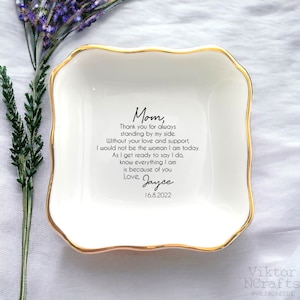 Gracias por estar siempre a mi lado - Plato para anillos de mamá - Regalo para la madre de la novia - Regalos de boda únicos para mamá - Regalos de cumpleaños para mamá