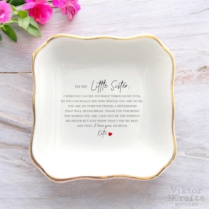 To My Little Sister Jewelry Dish-Personalized Sister Gift For Sister-Birthday Gift For Little Sister-Younger Sister-Sibling Gift From Sister