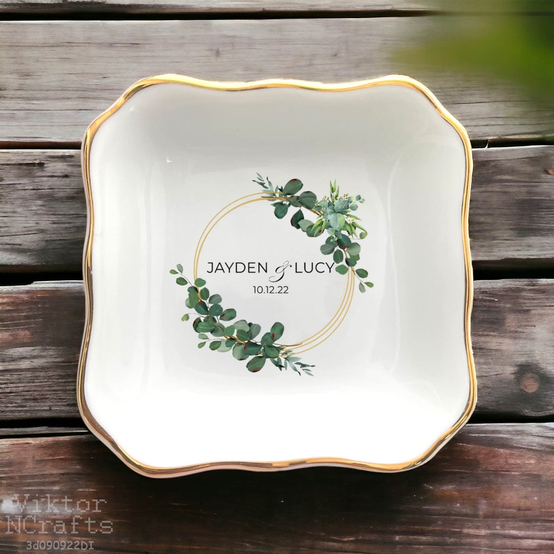 Personalized Engagement Ring Dish, Custom Wedding Date, Bride and Groom ...