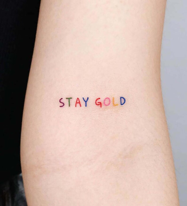 Stay Gold Temporary Tattoo Colorful Letter Sticker Etsy