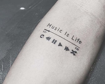 Play and Pause Temporary Fake Tattoo Sticker set of 2 - Etsy