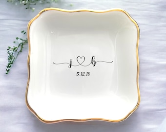 Engagement Ring Dish Wedding Gift For Bride Jewelry Tray, Engagement Gift For Engaged Couple, Wedding Ring Holder, Anniversary Gift For Wife