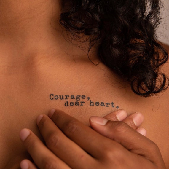 Tatuaje de coraje tatuaje de corazón querido tatuaje - Etsy España