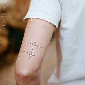 Personalisiertes Geburtsdatum Familie Tattoo, Geburtsjahr temporäres Tattoo, Familie Custom Jahr wasserdichtes Tattoo, Familie entfernbares Fake Tattoo Geschenk
