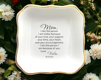 Personalized Jewelry Dish-Mom I Am The Person I Am Today-Mom Ring Dish-Personalized Gifts For Mom-To Mom From Bride-Unique Mother's Day Gift