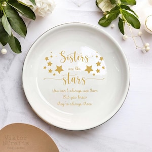 Sister Birthday Gift For Best Friend-Sister Jewelry Tray-Sisters Are Like Stars Ring Trinket Dish-Gifts For Sister-Long Distance Friendship