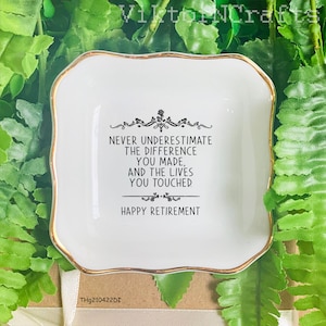 Prato de Anel de Aposentadoria Personalizado - A Diferença que Você Fez - Presente de Despedida para Colega de Trabalho - Presentes de Aposentadoria para Mulheres