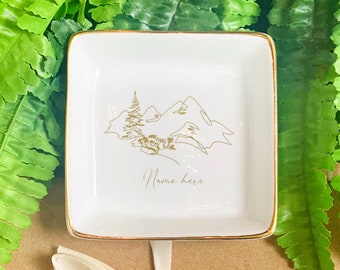 Personalized Gift,Anniversary,Wedding, Engagement Gift,Custom Name Gift For Her-Mountain Ridge Ring Dish,Personalized Mountain Jewelry Dish