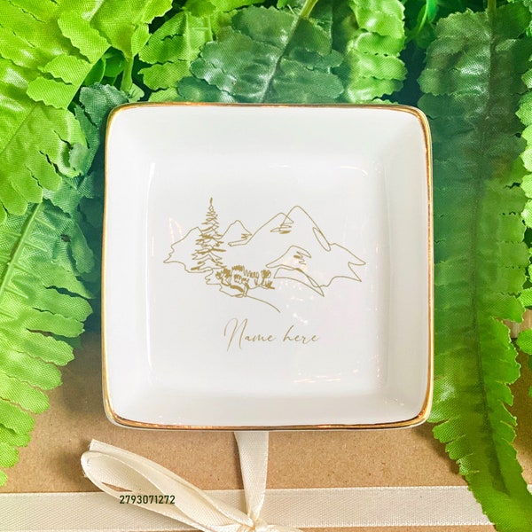 Personalized Gift,Anniversary,Wedding, Engagement Gift,Custom Name Gift For Her-Mountain Ridge Ring Dish,Personalized Mountain Jewelry Dish