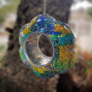 Flower Mosaic Glass Bird Feeder